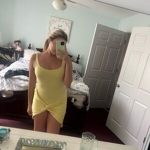 SHEIN Yellow Bodycon Mini Dress Sleeveless Scoop Neck